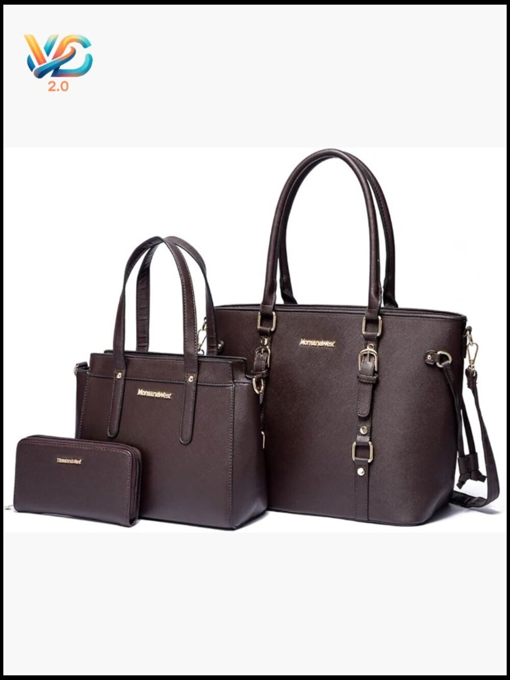3 Piece Tote Bag and Wallet Set Shoulder Satchel Purse Set